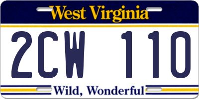 WV license plate 2CW110