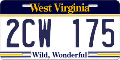 WV license plate 2CW175