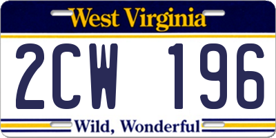 WV license plate 2CW196