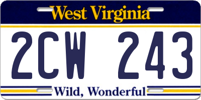 WV license plate 2CW243