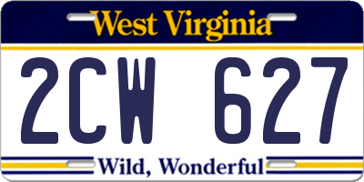 WV license plate 2CW627