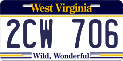 WV license plate 2CW706