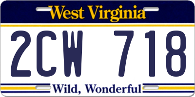 WV license plate 2CW718