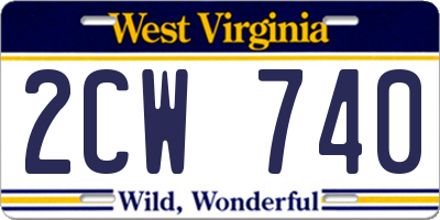 WV license plate 2CW740