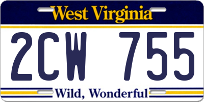 WV license plate 2CW755
