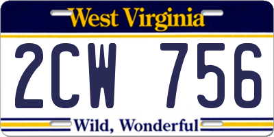 WV license plate 2CW756