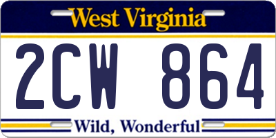 WV license plate 2CW864