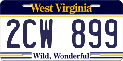 WV license plate 2CW899