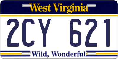 WV license plate 2CY621