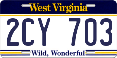 WV license plate 2CY703