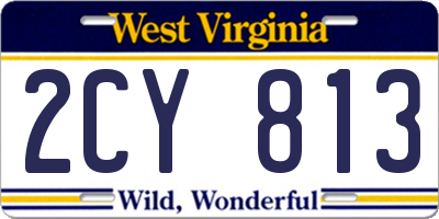 WV license plate 2CY813