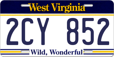 WV license plate 2CY852