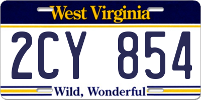 WV license plate 2CY854