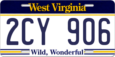 WV license plate 2CY906