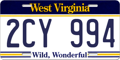 WV license plate 2CY994