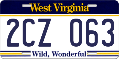 WV license plate 2CZ063