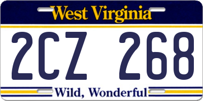 WV license plate 2CZ268