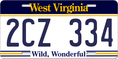 WV license plate 2CZ334