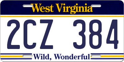 WV license plate 2CZ384