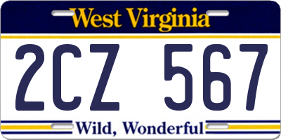 WV license plate 2CZ567