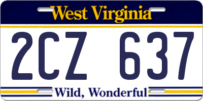 WV license plate 2CZ637