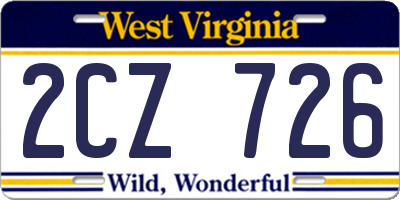 WV license plate 2CZ726