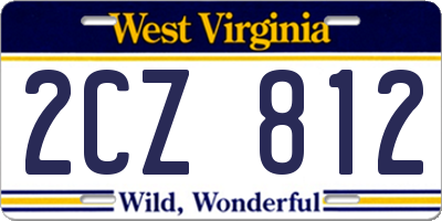 WV license plate 2CZ812