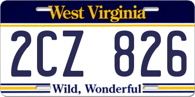 WV license plate 2CZ826