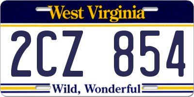 WV license plate 2CZ854
