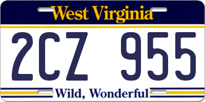 WV license plate 2CZ955