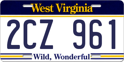 WV license plate 2CZ961