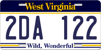 WV license plate 2DA122
