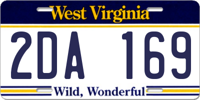 WV license plate 2DA169