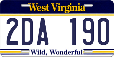 WV license plate 2DA190