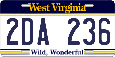 WV license plate 2DA236