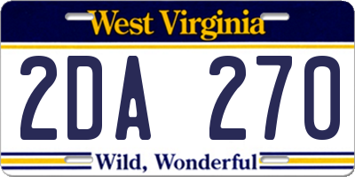 WV license plate 2DA270