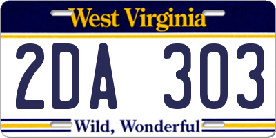 WV license plate 2DA303