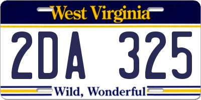 WV license plate 2DA325