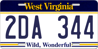 WV license plate 2DA344
