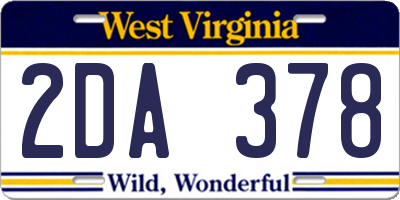 WV license plate 2DA378