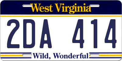WV license plate 2DA414