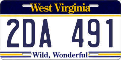 WV license plate 2DA491