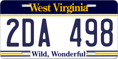 WV license plate 2DA498