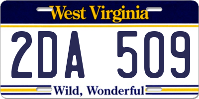 WV license plate 2DA509
