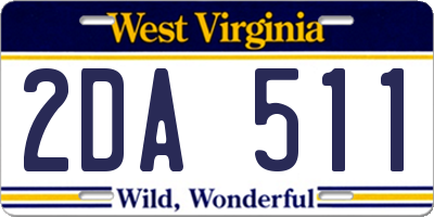 WV license plate 2DA511