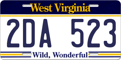 WV license plate 2DA523