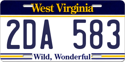 WV license plate 2DA583