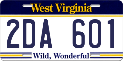 WV license plate 2DA601