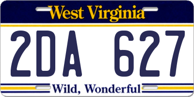 WV license plate 2DA627