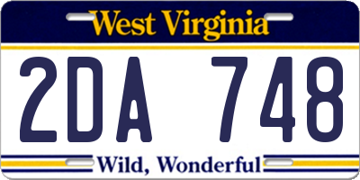 WV license plate 2DA748